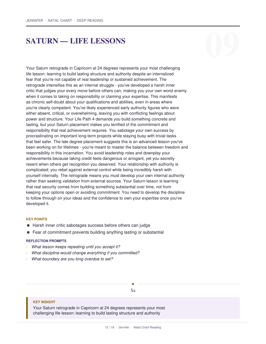 Sample reading section